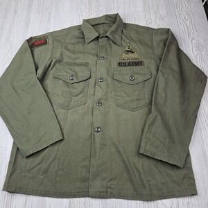 Vintage US Army Field Jacket Mens Large 2nd Armored Hell On Wheels Vietnam Era